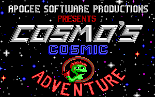 Cosmo's Cosmic Adventure (1992) title screen running in DOSBox
