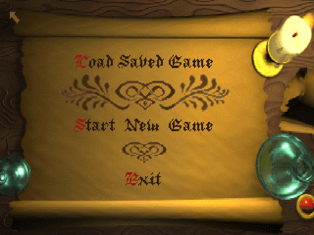 The Elder Scrolls II: Daggerfall (1996) main menu scroll running in DOSBox