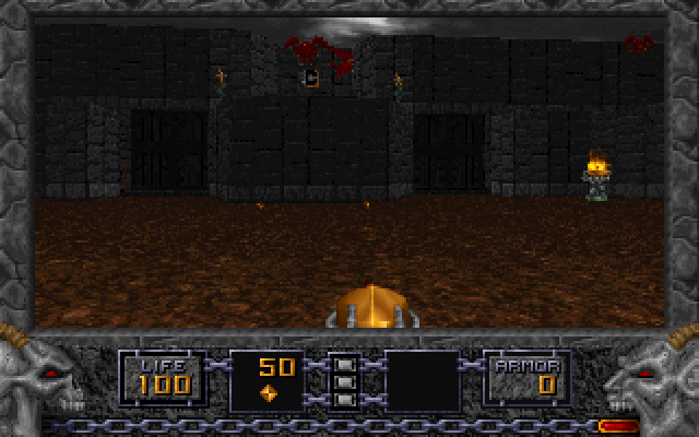 Heretic (1994) title screen running in DOSBox