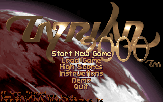 Tyrian 2000 (1995) title screen running in DOSBox
